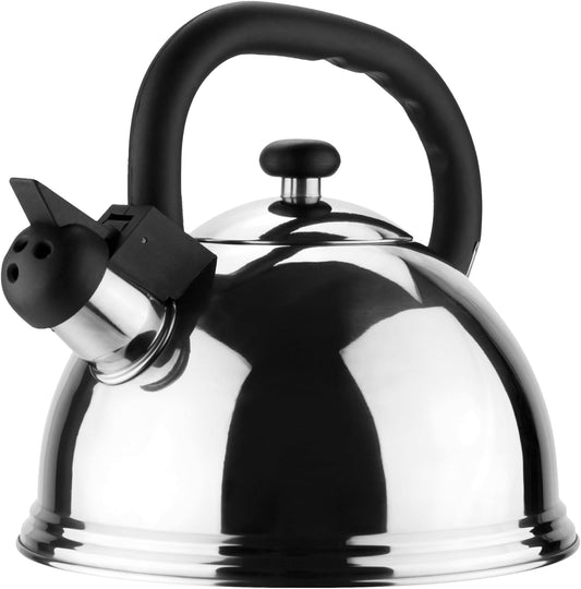 Magefesa Casia 2.7-Quart Stainless Steel Whistling Tea Kettle, Suitable for Gas, Electric and Vitroceramic Stoves, Heat-Proof Ergonomic Handle, Removable Lid for Easy Cleaning,Teapot