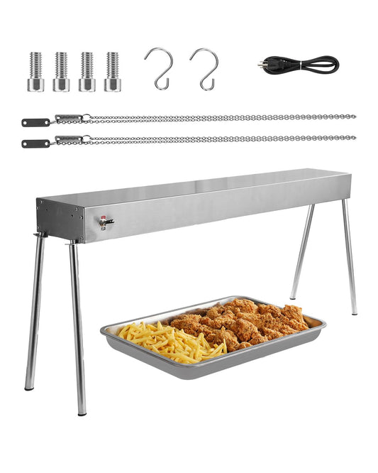 VEVOR Food Heat Lamp, 750W Hanging Commercial Food Heating Warmer, Stainless Steel Electric Strip Heater Light with Cord, Heatlamp Warming Equipment for Food Restaurant, Buffet, and Catering Kitchen