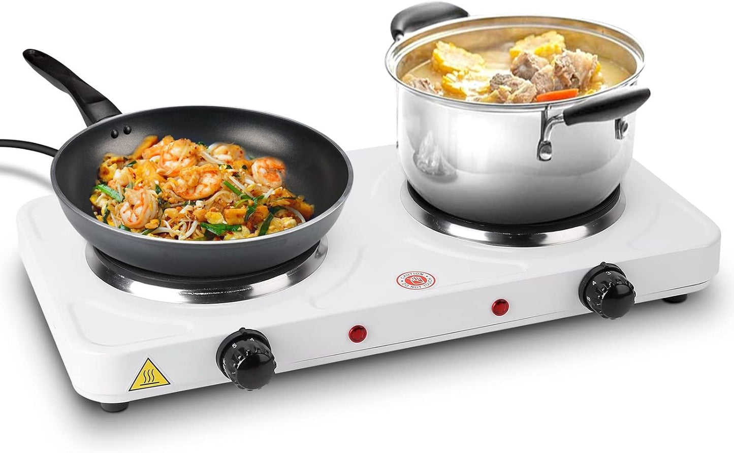Double Hot Plate for Cooking, Moclever Electric Double Burner, 2000w Portable Electric Stove w/Independent Dual Control & 5 Level Temperature Control, Easy Clean Hot Plate Burners for Kitchen Camping