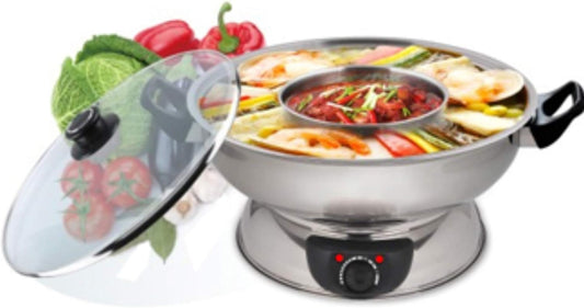 Shabu Shabu Electric Stainless Steel 2 way Hot Pot (4.5Q)