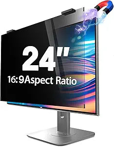 Magnetic Computer Privacy Screen 24 inch, Hanging Privacy Screen for Computer Monitor for 16:9 Frameless Monitor, Eye Protection Anti Glare Anti Blue Light Filter