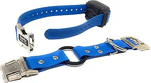 Sparky Pet Co - Zeus ECollar Replacement Strap - Bungee Loop Dog Collar - Waterproof Biothane - Adjustable - Double Buckle - Quick Snap Metal Clasp - for Invisible Fence Systems 1"x 30" Blue