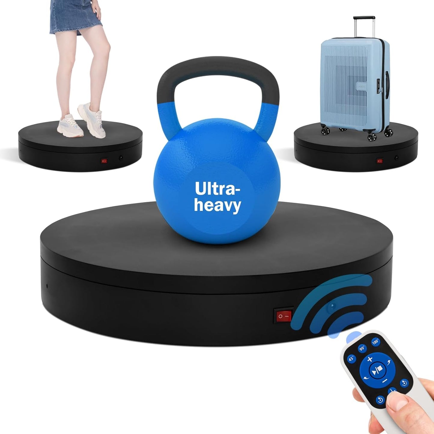 15.8In Remote Large Motorized electric turntable Rotating platform Photography Turntable Motorized lazy susan Base giratoria para for Photography,3D Scanner,Heavy duty display(Load Range:220~500lbs)