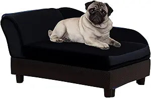 PawHut Luxury Fancy Dog Couch with Hidden Storage, Small Dog Sofa Bed with 2" Soft Foam, Modern Pet Furniture for Puppies & Little Breeds, Black