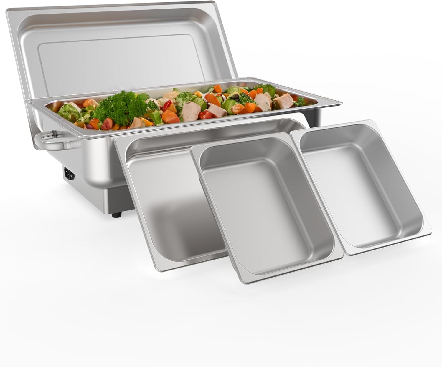 Electric Chafing Dish,Food Warmer and Servers,9QT Rectangular Buffet Set Stainless Steel with 1 Full-Size Pan & 2 Half-Size Pan, Temperature Control Display for Parties, Catering