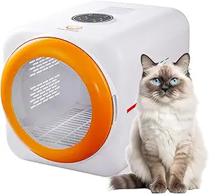 Pet Dryer Box with LED 30 Million Negative Ions&Multi-Function, 360Â° Efficient Automatic and Quite Box for Cats, Dogs, Smart Touch Screen Temperature Control, Safe Design for Pet Hair Dryer