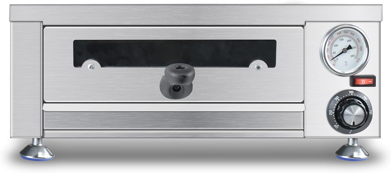 Generic YOOKTEN Indoor Pizza Oven,Electric Countertop Pizza Ovens,Portable Commercial Pizza Maker for Home with 60 Minutes Timer Stainless Steel Pizza Cooker,1100W, Large, Silver