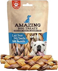 Amazing Dog Treats - 6 Inch Braided Collagen Sticks for Dogs - (10 Count) - Collagen Bully Sticks for Dogs