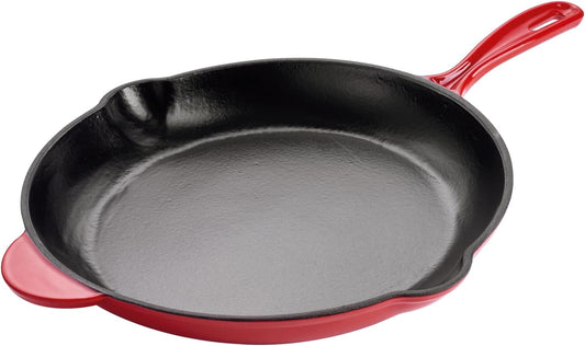 Magefesa FERRO 12.2" Enameled Cast Iron Red Skillet, Superior Heat Retention & Distribution, Compatible with All Cooktops, Induction & Oven Safe, Energy-Efficient, Durable, Easy to Clean