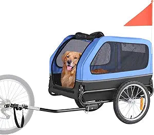 VEVOR Dog Bike Trailer, Supports up to 88 lbs, Pet Cart Bicycle Carrier, Easy Folding Frame with Quick Release Wheels, Universal Bicycle Coupler, Reflectors, Flag, Collapsible to Store