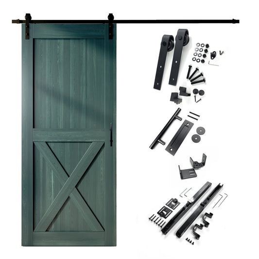 HOMACER 46-in x 84-in Royal Pine X-frame Pine Wood Solid core Single Barn Door (Hardware Included)