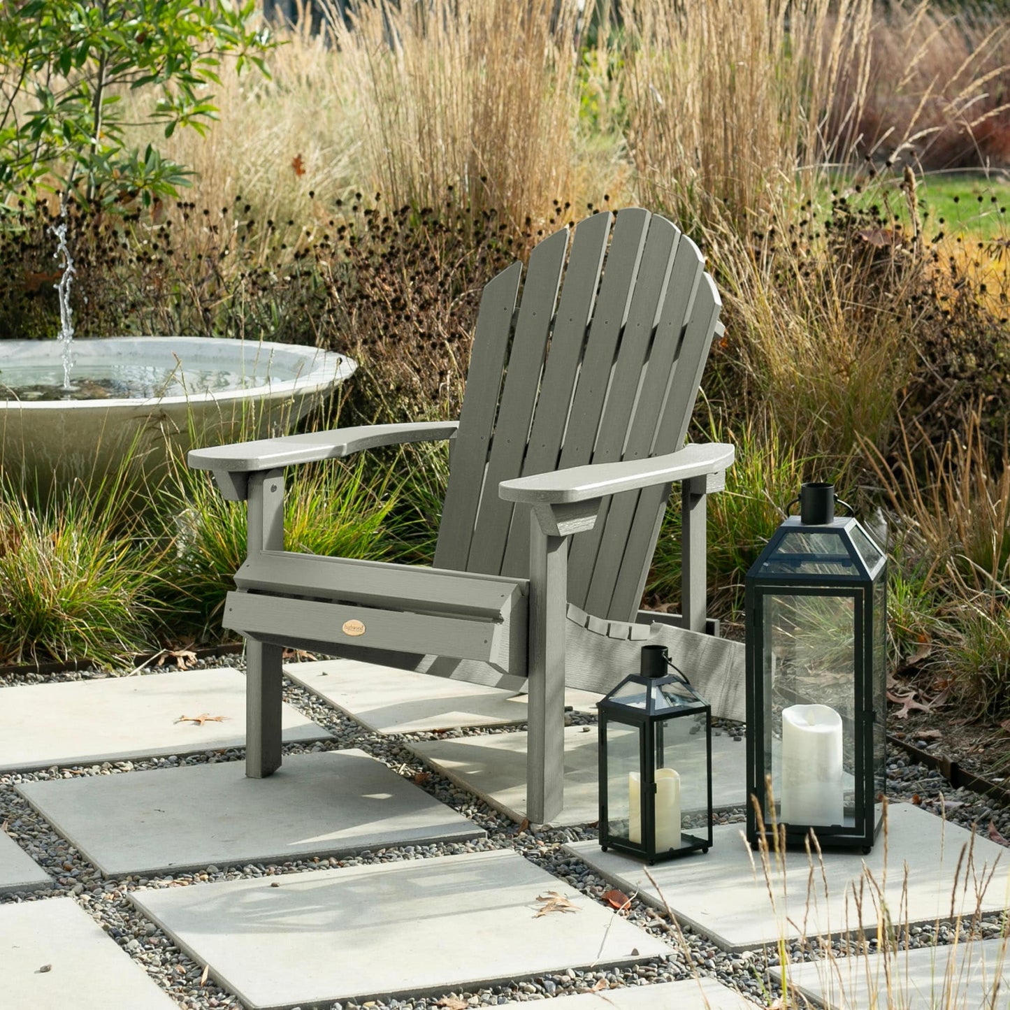 highwood Hamilton Eucalyptus Poly-lumber Frame Stationary Adirondack Chair with Slat Seat