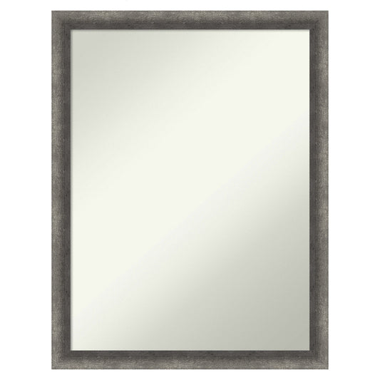 Amanti Art Burnished Concrete Narrow Frame 20.25-Inches W x 26.25-Inches H Rectangle Salon Scoop Silver Framed Vanity Mirror