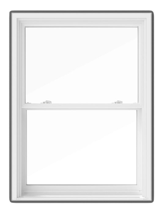 Pella 150 Series 31-1/2-in x 37-1/2-in White Exterior White Interior Vinyl Replacement Double Hung Window Low-E argon Double Pane Glass (Full Screen Included)