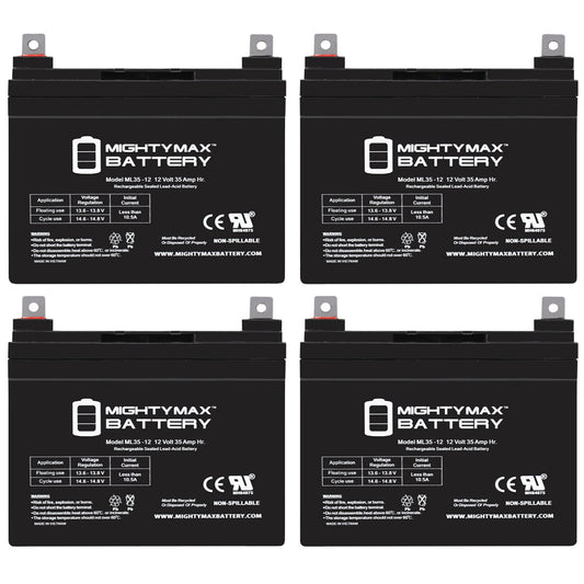 Mighty Max Battery 12V 35AH for Pride Jet 10 Ultra Rechargeable Sealed lead acid 12350 Backup power Batteries 4 -Pack