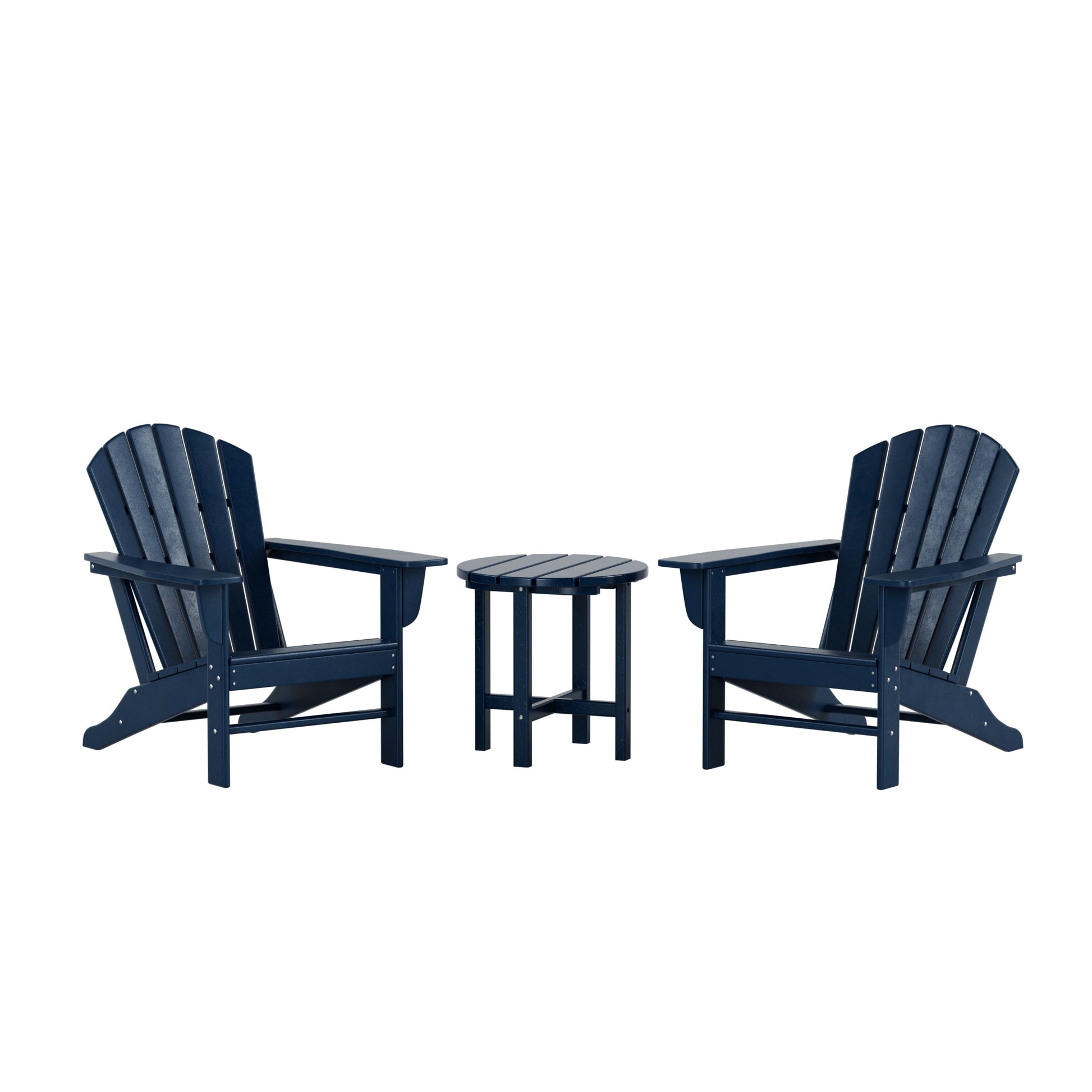 Westin Furniture Altura Set of 2 Navy Blue HDPE Frame Stationary Adirondack Chair with Slat Seat