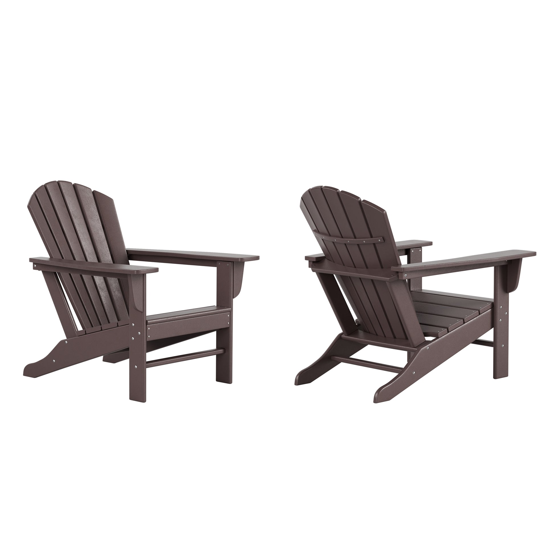 Westin Furniture Altura Set of 2 Dark Brown HDPE Frame Stationary Adirondack Chair with Slat Seat