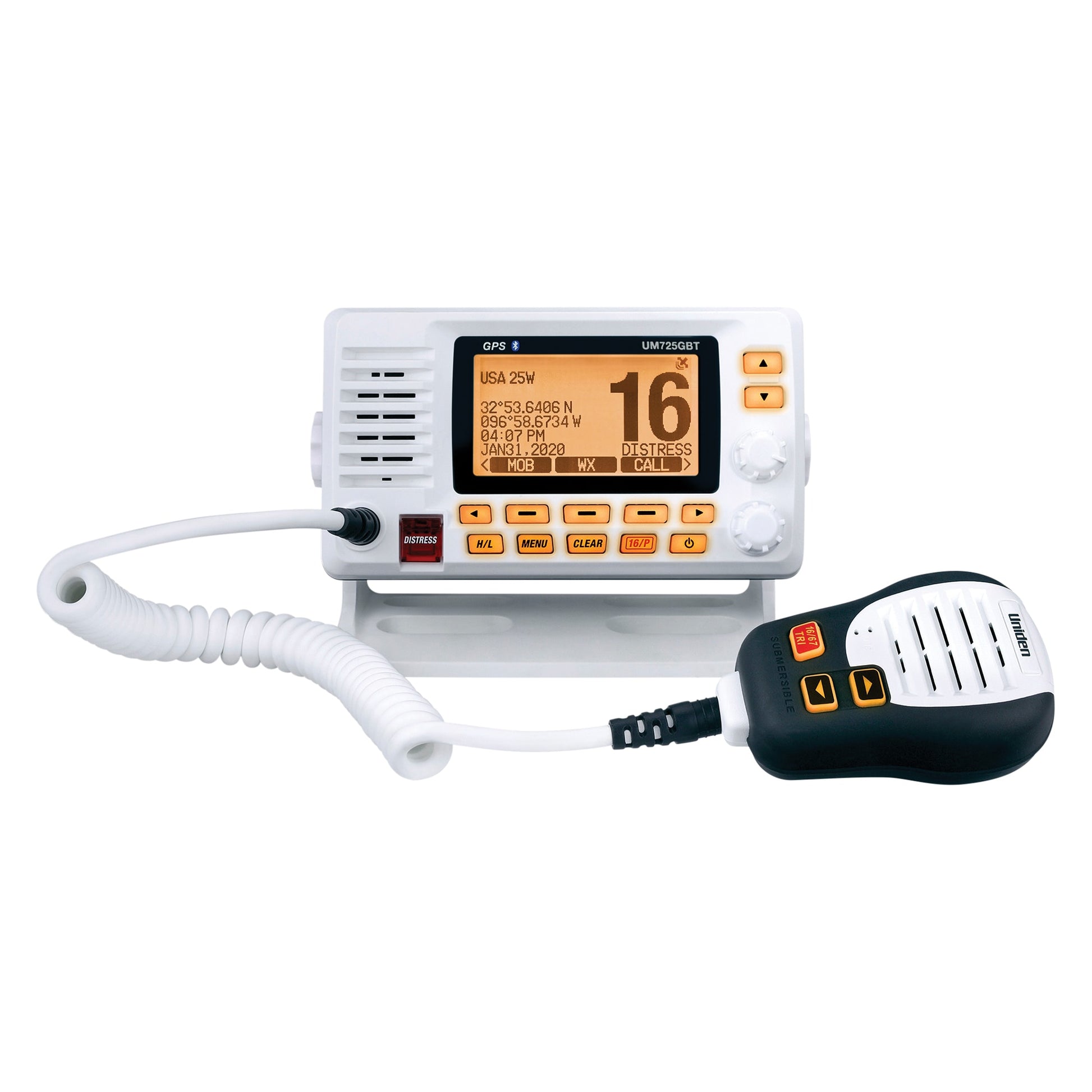 Uniden Uniden VHF Marine Radio with GPS and Bluetooth, Fixed Mount, UM725GBT (White)