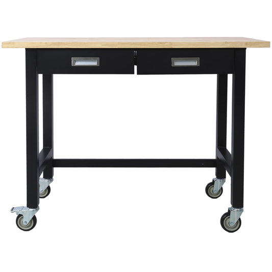 Siavonce N/O 48-in L x 38-in H 2 -Drawers Black Wood Work Bench