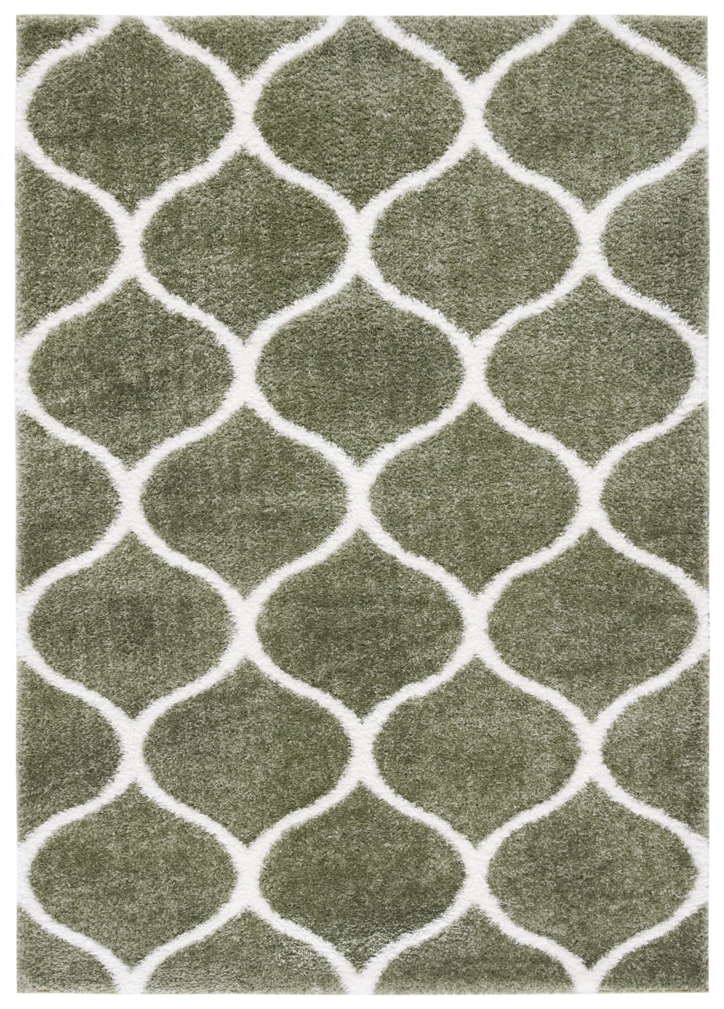 Safavieh 9 x 12 (ft) Loomed Polypropylene Sage/White Rectangular Indoor Trellis Mid-Century Modern Professionally Clean Only Area rug