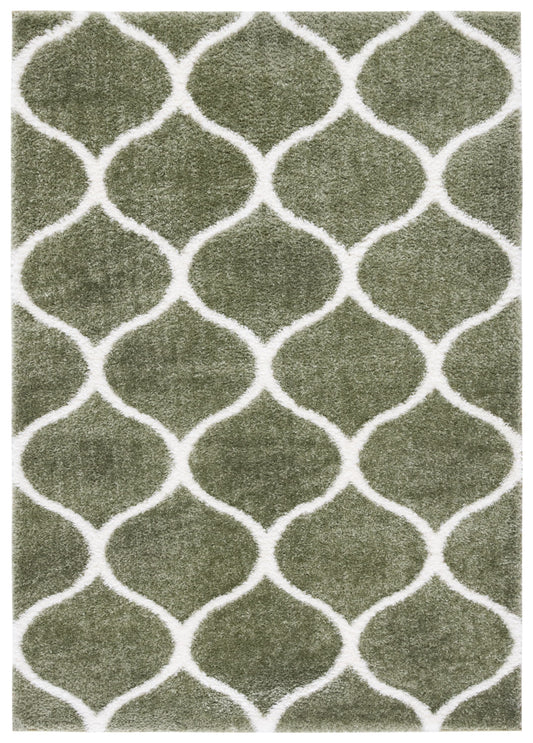 Safavieh 9 x 12 (ft) Loomed Polypropylene Sage/White Rectangular Indoor Trellis Mid-Century Modern Professionally Clean Only Area rug