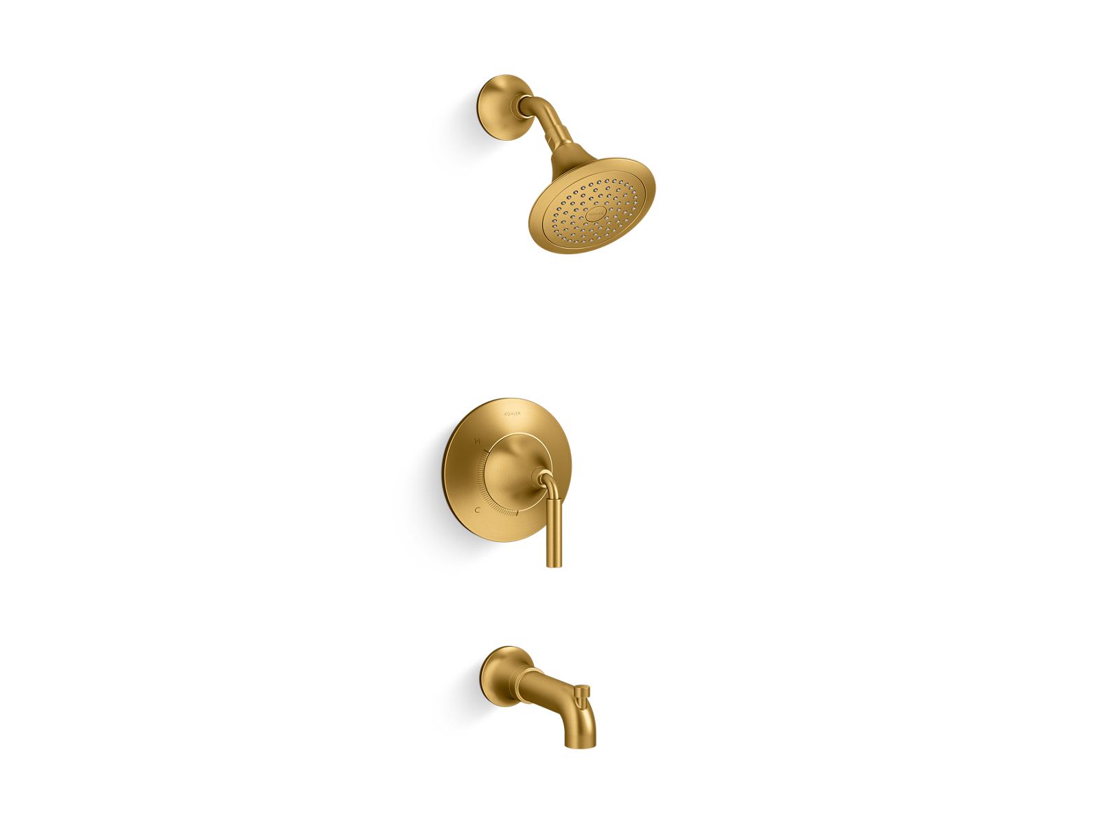 KOHLER Tone 2.5 GPM 1-Handle Rite-Temp Tub and Shower Trim Kit in Vibrant Brushed Moderne Brass (Valve Not Included)