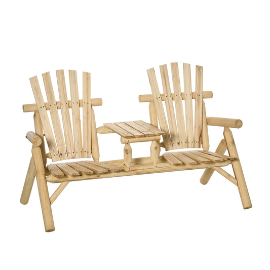 AHIOU HOME Natural Wood Frame Stationary Adirondack Chair with Slat Seat