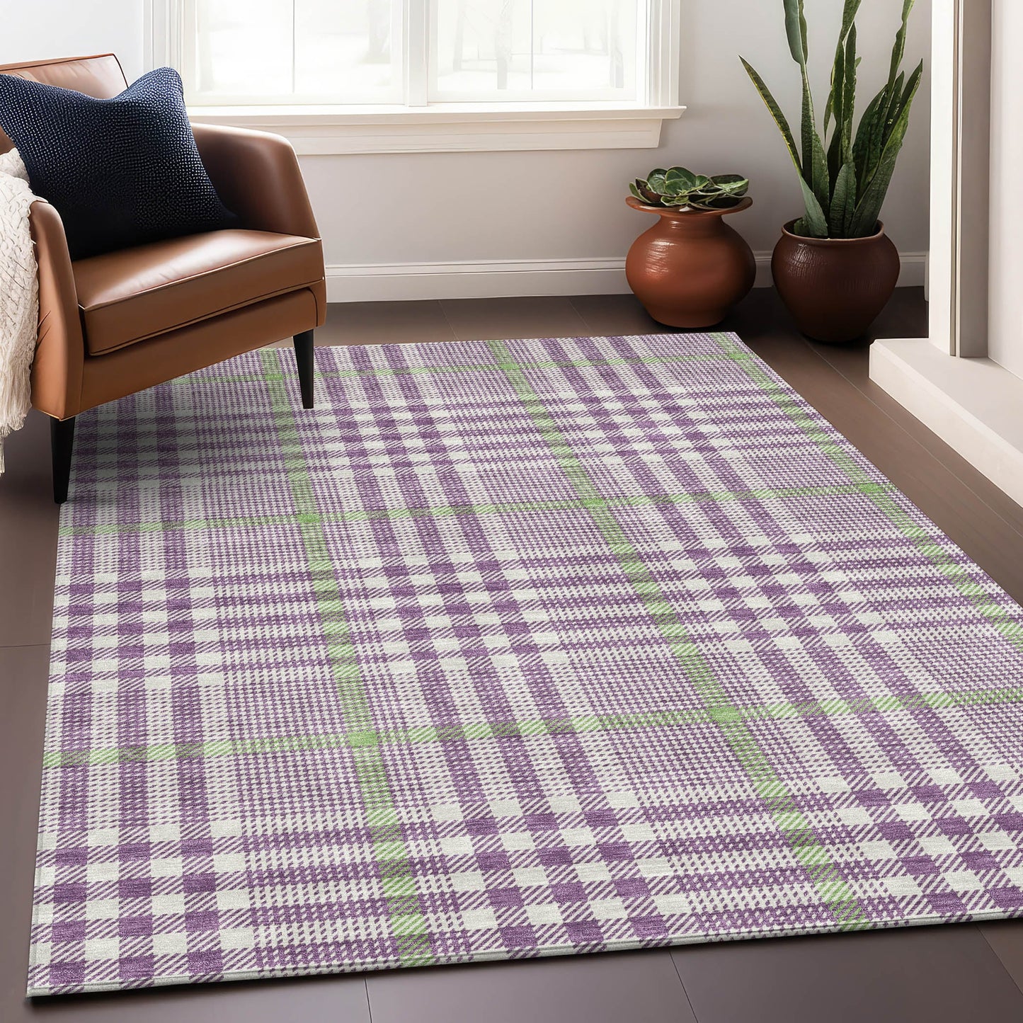 Addison Rugs Chantille ACN1054PP 10 x 14 (ft) Polyester Purple Rectangular Indoor/Outdoor Geometric Machine washable Pet Friendly Area rug