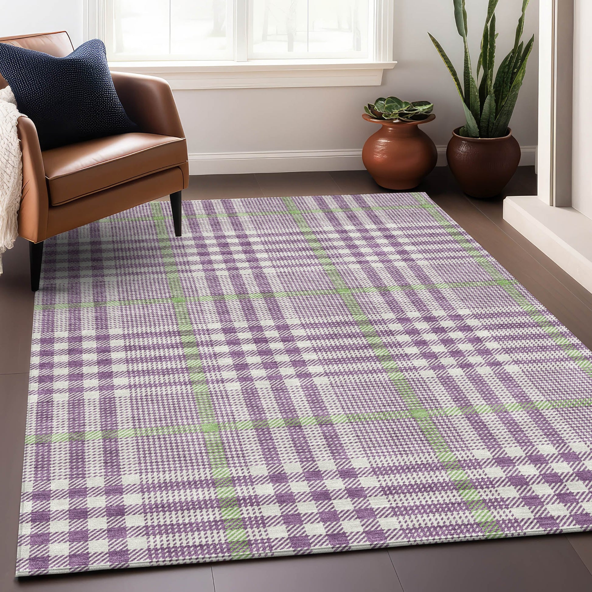 Addison Rugs Chantille ACN1054PP 10 x 14 (ft) Polyester Purple Rectangular Indoor/Outdoor Geometric Machine washable Pet Friendly Area rug