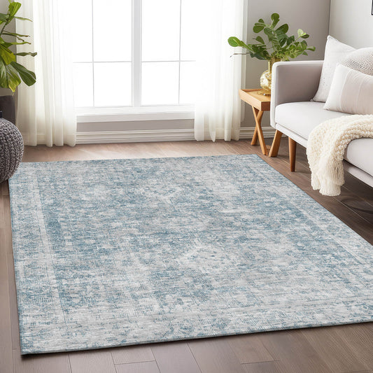 Addison Rugs Chantille ACN1229SK 8 x 10 (ft) Polyester Sky Rectangular Indoor/Outdoor Geometric Machine washable Pet Friendly Area rug