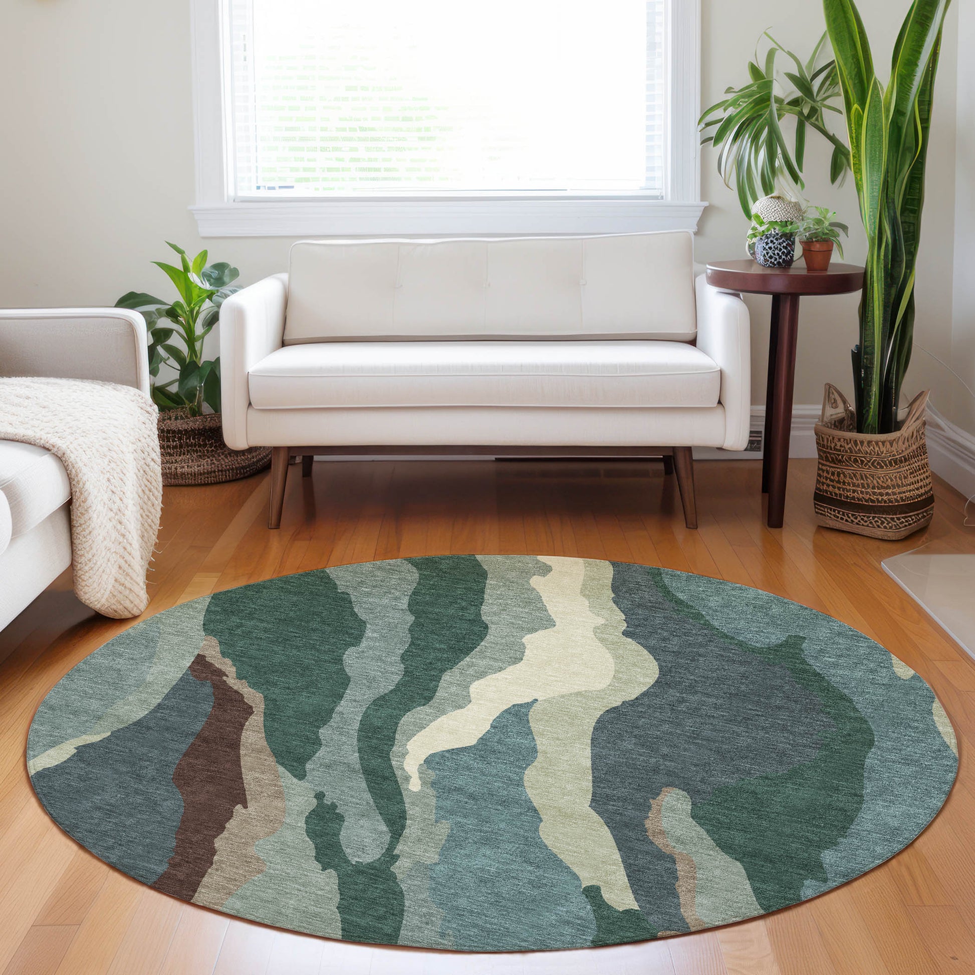 Addison Rugs Chantille ACN1047SA 8 x 8 (ft) Loomed Polyester Sage Round Indoor/Outdoor Geometric Machine washable Pet Friendly Area rug