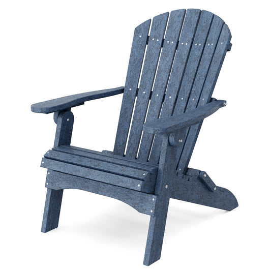 Wildridge Heritage Folding Patriot Blue HDPE Frame Stationary Adirondack Chair with Slat Seat