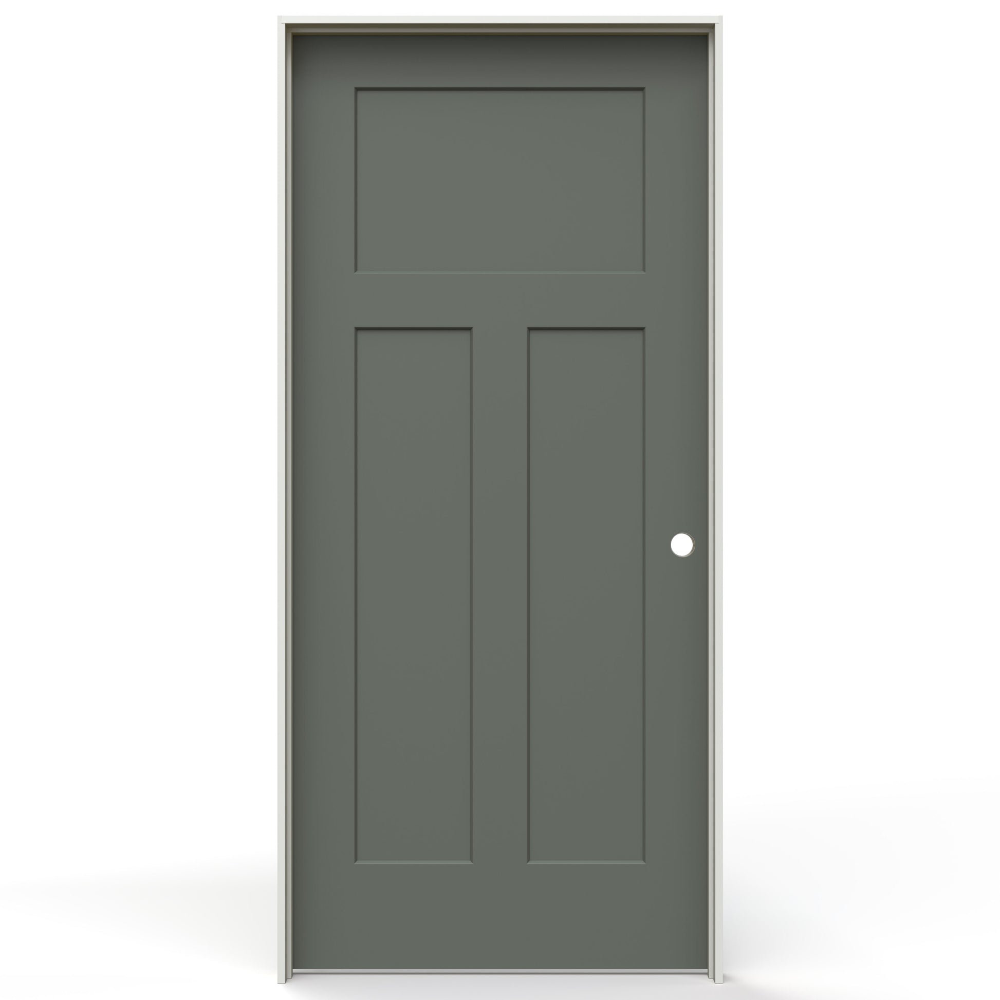 JELD-WEN 36-in x 80-in Renew Hollow core 3-panel Left hand Smooth Prefinished Molded composite Flat Jamb Single Prehung Interior Door with