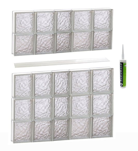 REDI2SET Ice Glass Frameless Replacement Glass Block Window