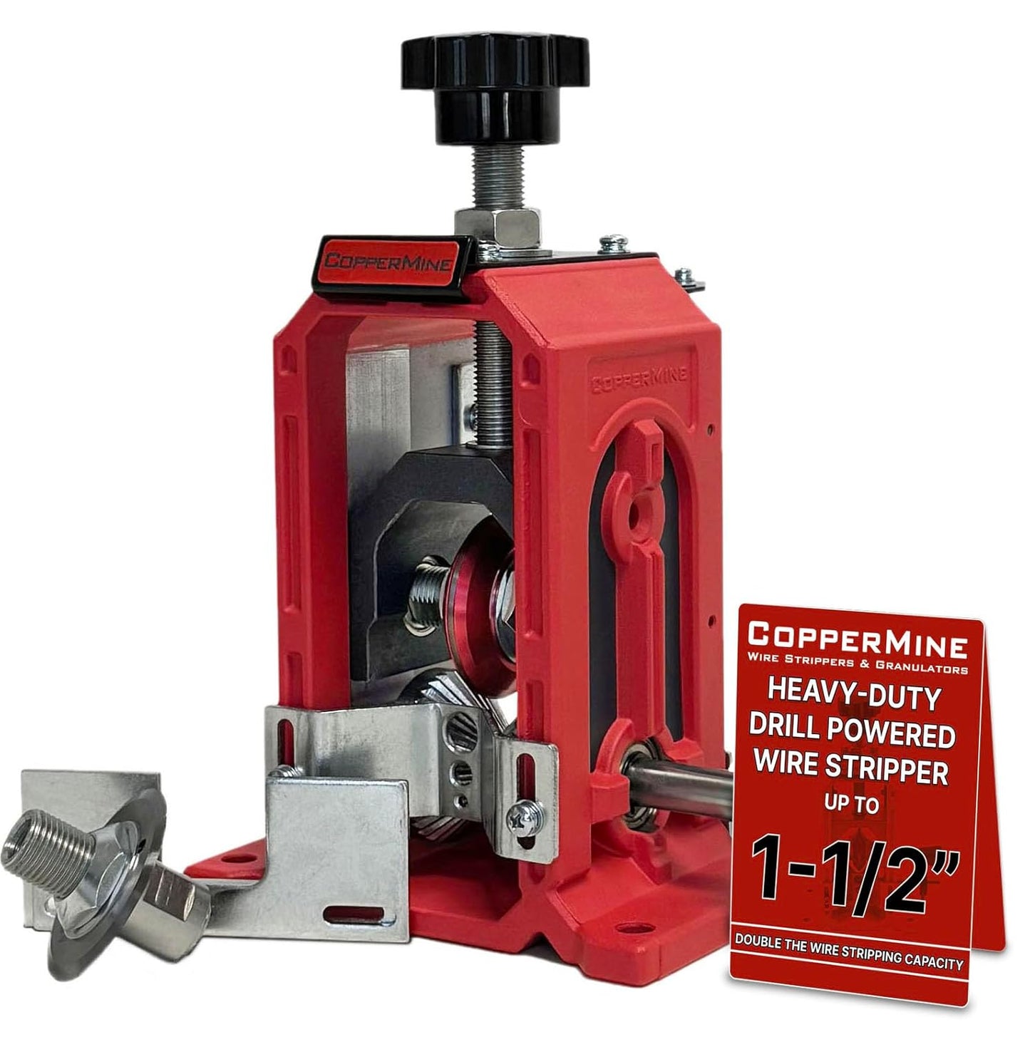 CopperMine Manual Drill-Powered Wire Stripper Machine – Heavy-Duty Copper & Cable Wire Stripping Tool for Scrap Wire Recycling – Easy to Use Drill Wire Stripper for Wires up to 1-1/2" Diameter