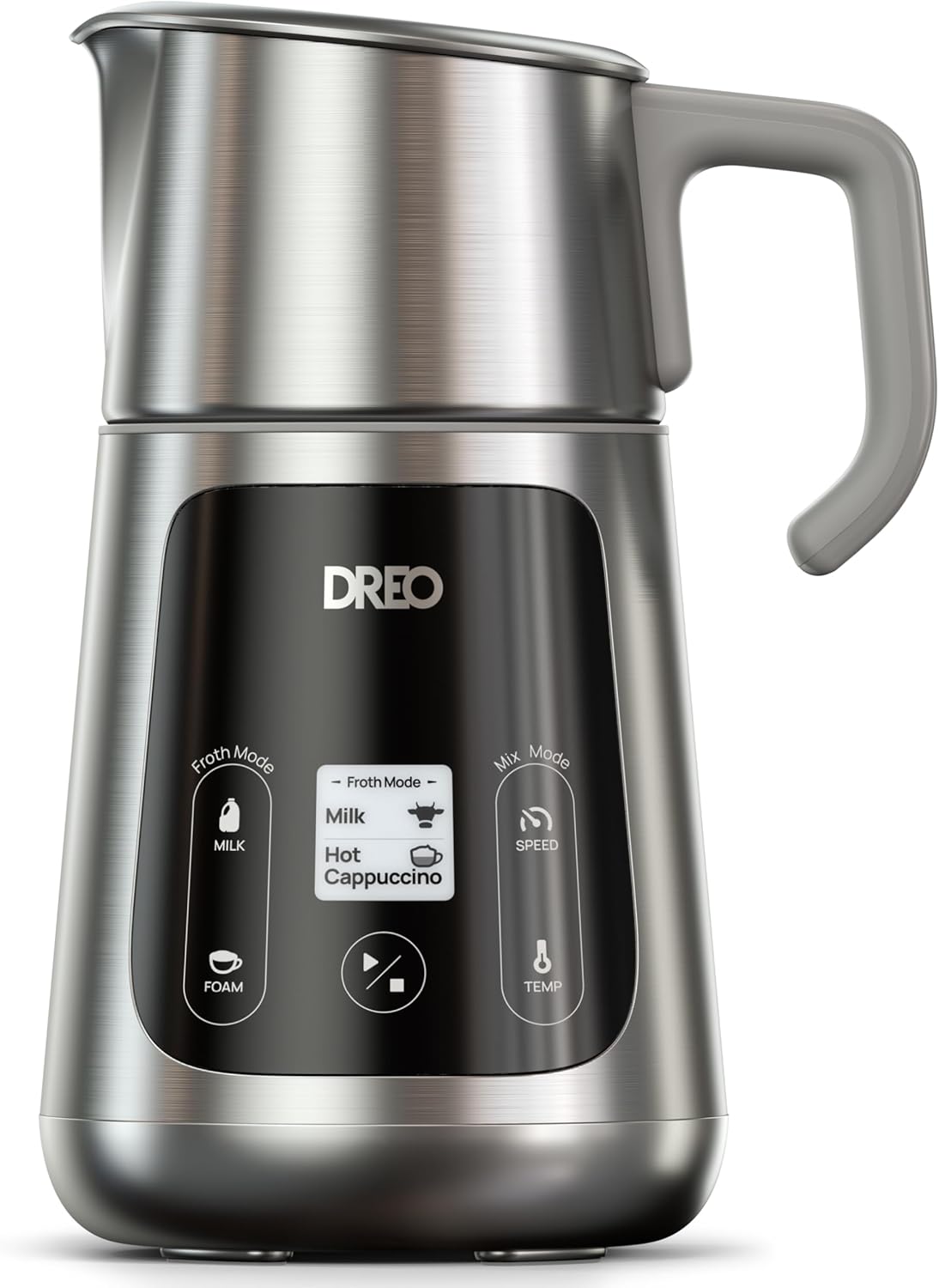 DREO All-in-1 BaristaMaker Milk Frother, Electric Foam Frother for Latte Art Microfoam and Coffee, 15oz/450ml Automatic Milk Warmer with 30 Drinks, Dishwasher Safe, Dairy/Plant-Based Milk