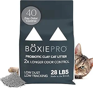 Boxie Probiotic Cat Litter, 40 Day Odor Control, Clumping Clay Kitty Litter, Odor Eliminating Probiotics, Dust-Free, No Fragrances No Fillers, 28 lb