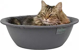 Hepper Cat Nest - Washable Bed With Removable Fluffy Fleece Liner - Cozy Comfy Calming Round Shape - Warming Donut Bed Desk Ready - Small for Indoor Cats (Grey/Grey)