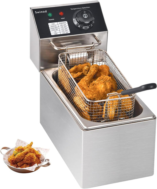 Electric Deep Fryer with Basket for Home Use, Countertop Deep Fryer 1700w Powerful Performance 4.2Qt Capacity Stainless Steel Oil Fryer