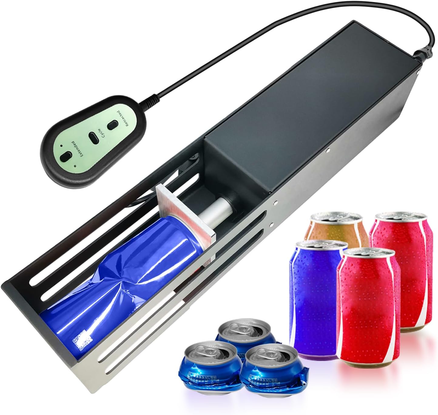 JNSTU Electric Can Crusher with Button Controller, Automatic Can Crushers for Recycling 8\/12\/16oz Cans, Auto Cycle Mode, Countertop Can Smasher for Recycling Aluminum Seltzer, Soda, Beer Cans (BLACK)