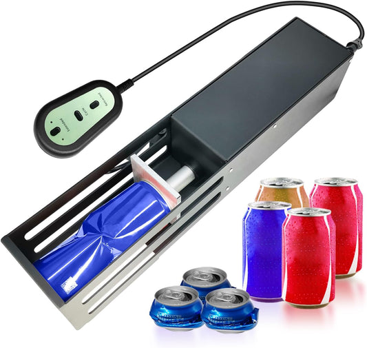 JNSTU Electric Can Crusher with Button Controller, Automatic Can Crushers for Recycling 8\/12\/16oz Cans, Auto Cycle Mode, Countertop Can Smasher for Recycling Aluminum Seltzer, Soda, Beer Cans (BLACK)