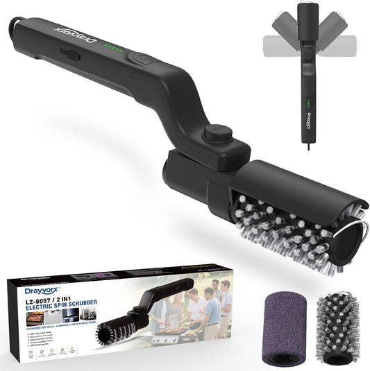 Electric Grill Brush, Cordless BBQ Grill Cleaner for Burnt-On Food, Safe Bristle-Free Electric Grill Cleaning Tool for Outdoor Grills