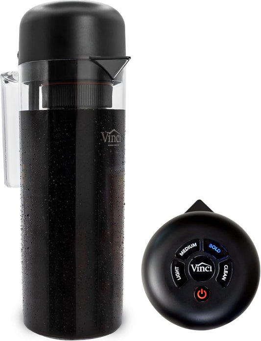 VINCI Express 2 Electric Cold Brew Coffee Maker: 37 oz., Fast, Customizable, Low-Acid Brews with Patented Circle Flow Technology, 3 Brew Settings, Self-Cleaning Function (Plastic Carafe)