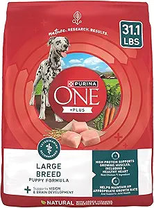 Purina ONE Plus Puppy Dry Dog Food for Large Dogs High Protein Growth Support, Real Chicken - 31.1 lb Bag