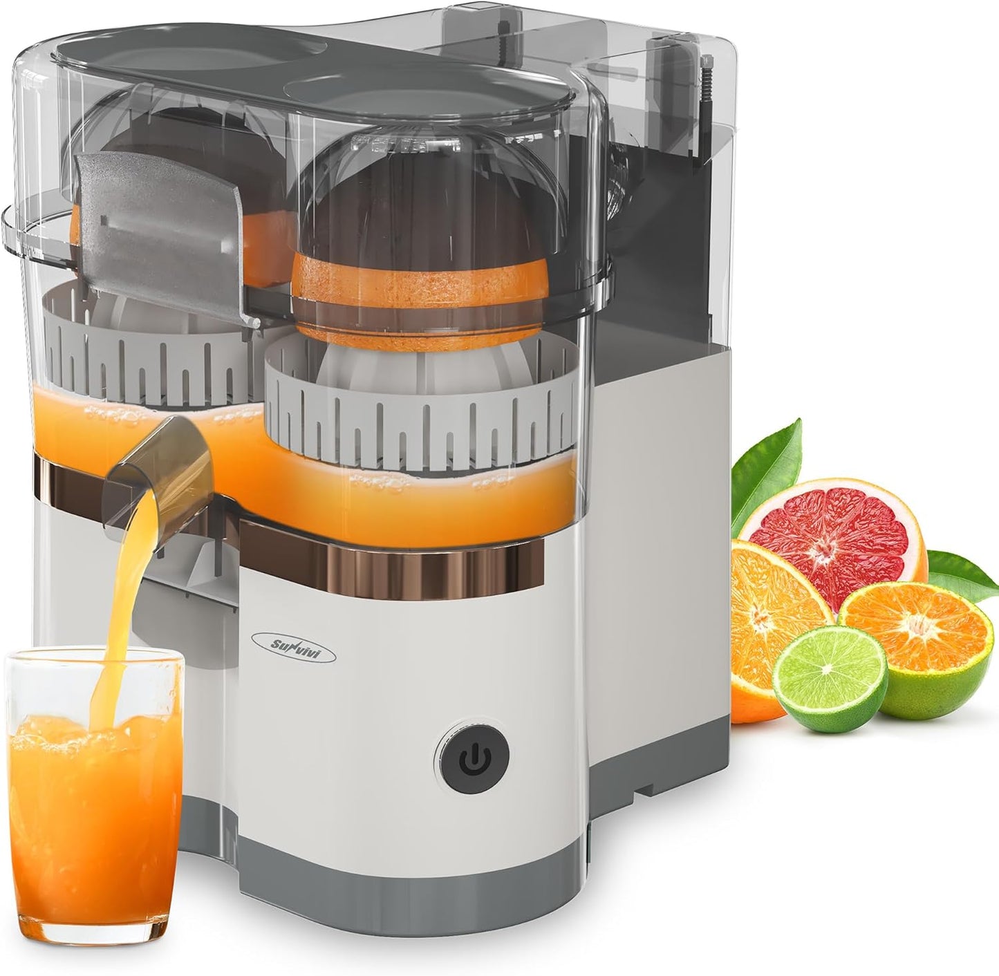 Sunvivi Dual-Head Electric Citrus Juicer, Rechargeable Juicer Machine with USB Charging & Cleaning Brush, Portable Lemon Squeezer for Fresh Orange, Lemon, Lime, Kiwi, Grapefruit, Easy to Clean & Use
