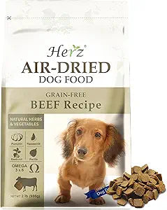 Herz Air-Dried Dog Food â€“ New Zealand Grass-Fed Beef Recipe 2 lb, Single Pure-Meat, Grain Free, All Natural, High Protein, Limited Ingredients