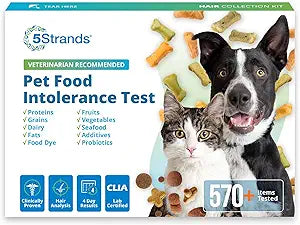 5Strands Pet Food Intolerance Test, at Home Sensitivity Test for Dogs & Cats, 575 Items Tested, Hair Analysis, Accurate for All Ages & Breeds, Pet Gut Health, Results in 4 Days