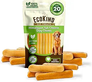 EcoKind Premium Gold Yak Cheese Himalayan Dog Chews, Dog Treats Large Breed, All Natural, High Protein, for Aggressive Chewers, Large - 20+ Chews (5 lb)