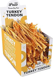 iPaw Turkey Tendon for Dogs 10 Packs/Box Bulk Pack, Ingredient Sourced from USA, Hypoallergenic, All Natural Human Grade Puppy Chew, Dog Treats for Signature Series, Rawhide Alternative