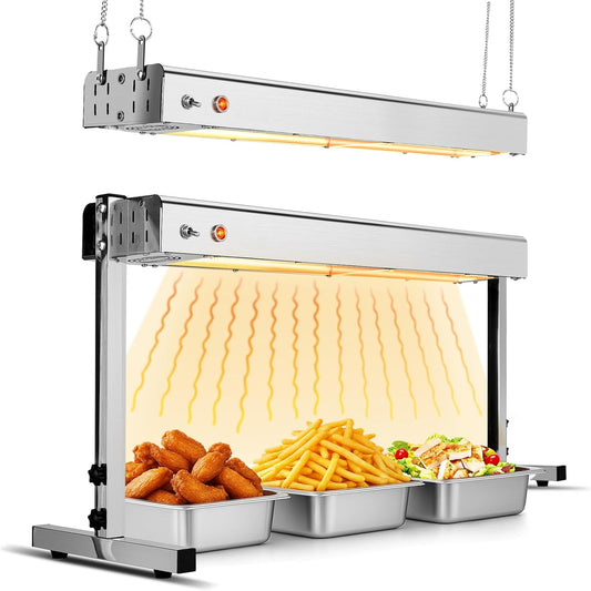 ROVSUN 24 Inch Food Heat Lamp, Overhead Commercial Food Warmer Light, Electric Stainless Steel Catering Heat Lamps Grade for Restaurant Buffet Catering Kitchen 750W
